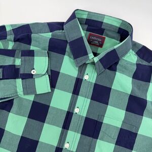 UNTUCKit Mens Large Gingham Button Down Long Sleeve Casual Shirt Green Navy
